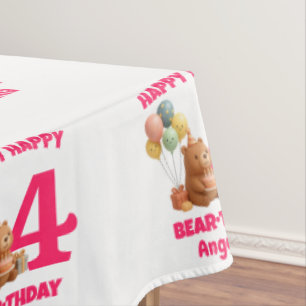 Nappe JOYEUX ANNIVERSAIRE Filles Ourson 4ème Anniversair