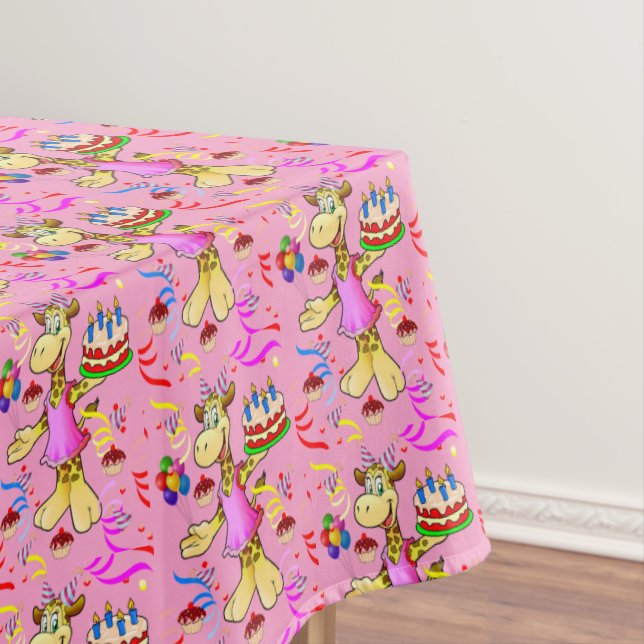 Nappe Joyeux Anniversaire Giraffe rose (In Situ)