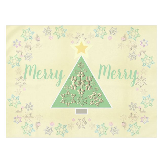 Nappe "Joyeux Joyeux" Arbre de Noël & Snowflakes (Devant (Horizontal))