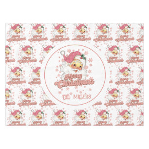 Nappe Joyeux Noël Retro Typographie Père Noël Pink Casqu
