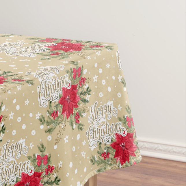 Nappe Joyeux Noël Rouge Poinsettia (In Situ)