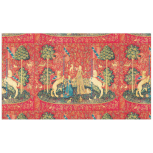 NAPPE LADY AND UNICORN, FLEURS D'IMAGINAIRES, ANIMAUX, F