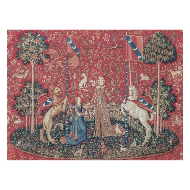 Nappe Lady and Unicorn Medieval Tapestry Taste (Devant (Horizontal))