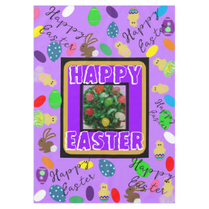 Nappe Lapin de Pâques Poussins Œufs Violet Rouge Vert