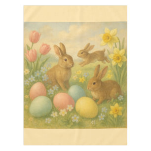 Nappe Lapin de Pâques vintage/Œuf de Pâques/Printemps 