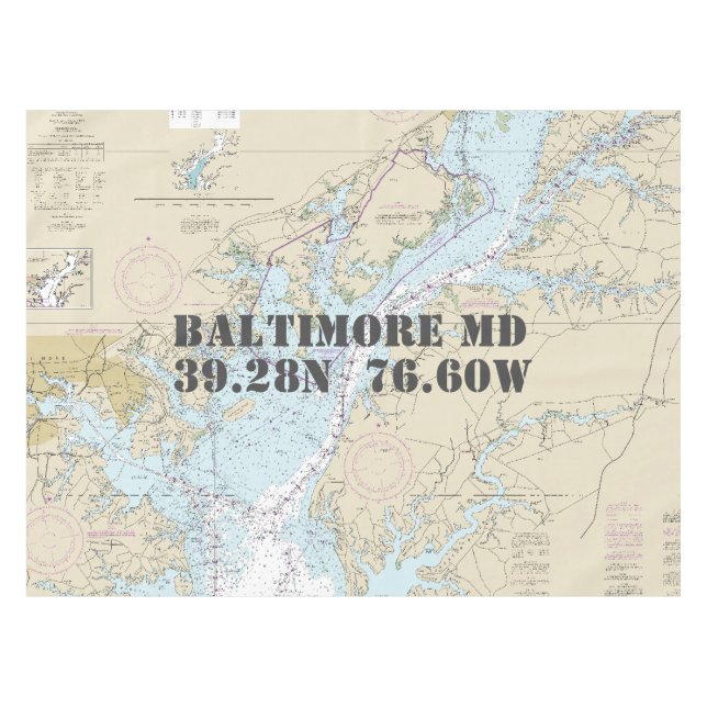 Nappe Latitude de longitude nautique Baltimore MD (Devant (Horizontal))