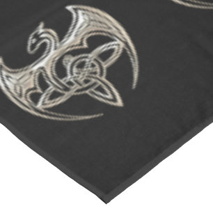 Nappe Le Celtic Trine de dragon argenté et noir noue