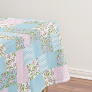 Nappe Le patchwork de Faux, rose, Apple bleu fleurissent