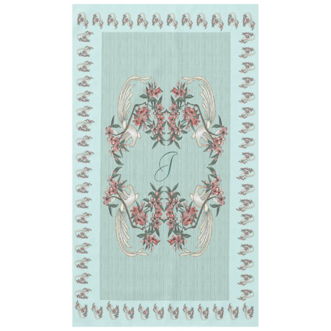 Nappe Le romantisme de la soie avec monogramme 60" x 104 (Devant)