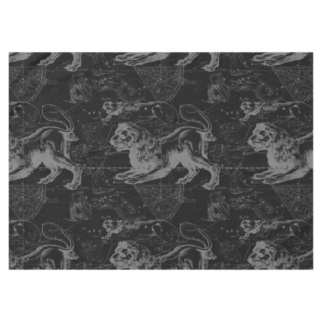 Nappe Leo Constellation Hevelius 1690 sur Black (Devant (Horizontal))