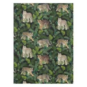 Nappe Léopards modernes Tigres Jungle Plante Black Desig