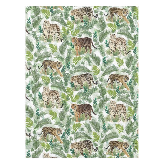 Nappe Léopards modernes Tigres Jungle Plantes (Devant)