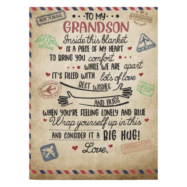 Nappe Lettre Personnalisée À Mon Grand-Fils, Cadeau D'An (Devant)