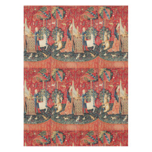 Nappe LICORNE ET DAME PLAYING ORGAN, vert rouge