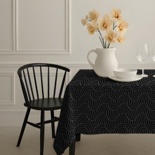 Nappe Lignes courbes ondulées géométriques modernes noir