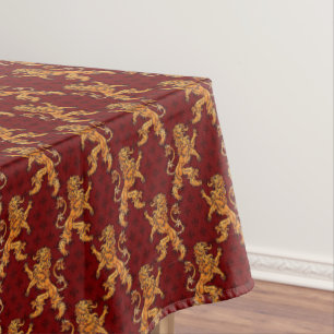 Nappe Lion médiéval Red Fleur de Lis d'or