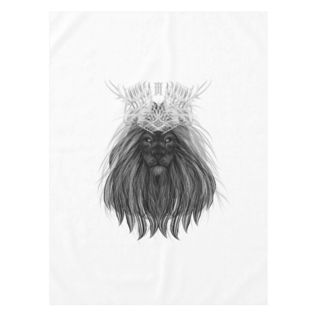 Nappe Lion noir avec couronne Antlers et monogramme (Devant)