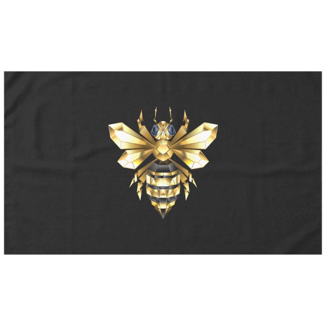 Nappe Logo Faux Gold Foil Bee Polygonal sur Noir (Devant (Horizontal))