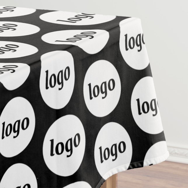 Nappe Logo Motif Entreprise Promotion Marque Noir (Simple logo pattern business promotional black tablecloth for trade shows, catering and events)
