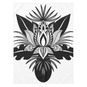 Nappe Lotus Leaf moderne Bohème Noir Blanc Tropical