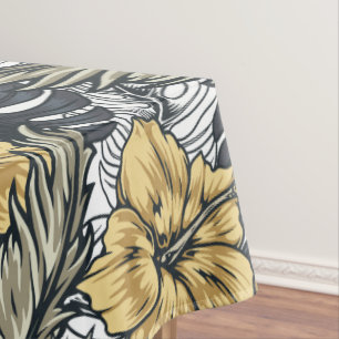 Nappe Luxe Elegant Or N' Black Tropical Flowers