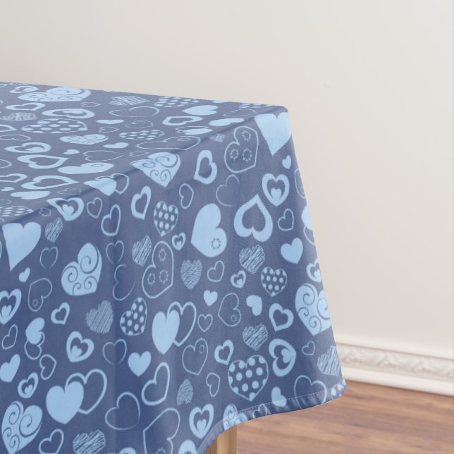 Nappe Luxe Moderne Élégant Amour Bleu Coeur (In Situ)