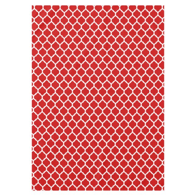Nappe Magnifique Motif de Quatrefoil Marocain Rouge et B (Devant)