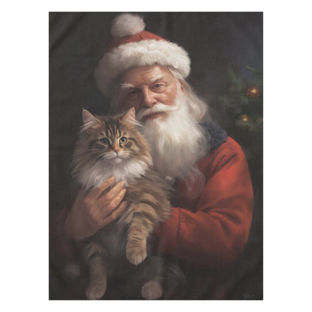 Nappe Maine Coon avec Noël Festif du Père Noël (Devant)