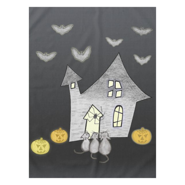 Nappe Maison d'Halloween, Chats noirs, Chats, Chauves-so (Devant)