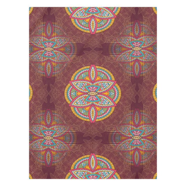 Nappe Mandalas en motifs mixtes Maroon (Devant)