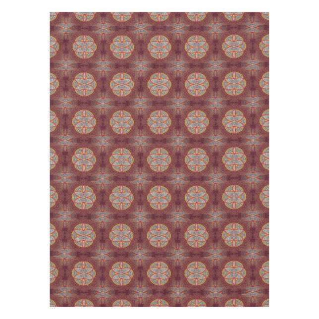 Nappe Mandalas en motifs mixtes Maroon (Devant)