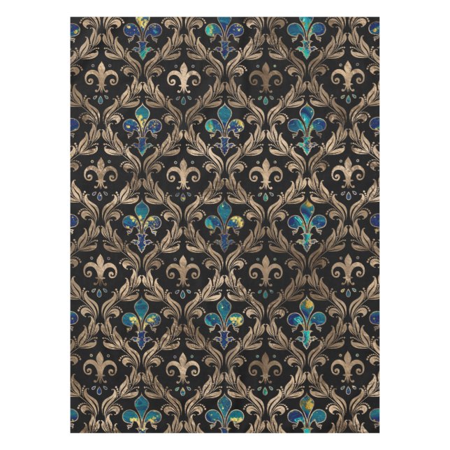Nappe Marbre et or motif Fleur de lis (Devant)