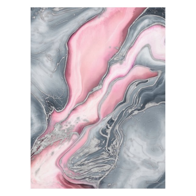 Nappe Marbre rose noir - rose pastel, gris et argent (Devant)