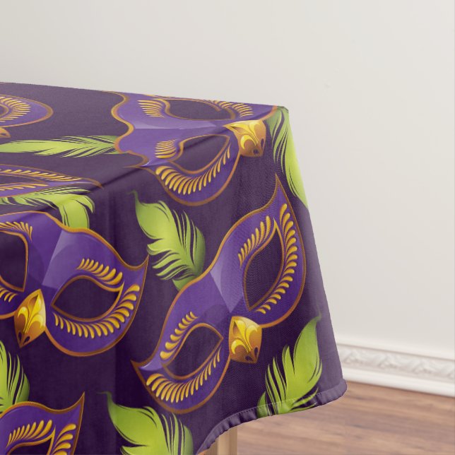 Nappe Mardi Gras Golden Purple Masque Vert Plumes (In Situ)