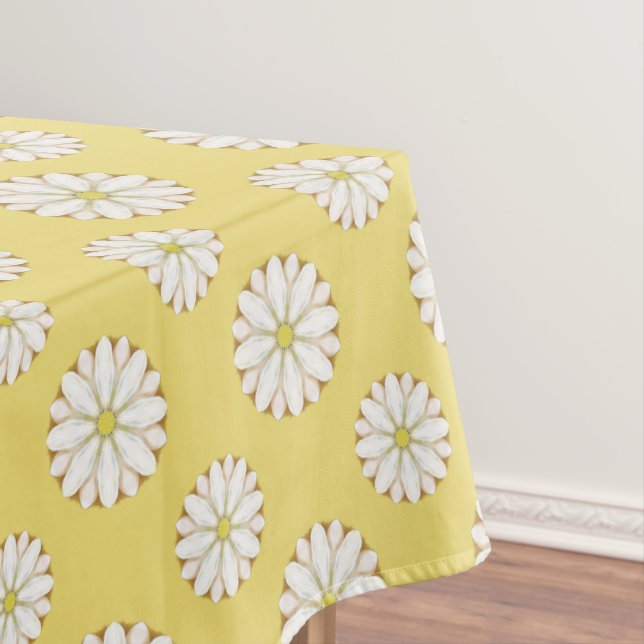 Nappe Marguerites blanches sur jaune doré (In Situ)