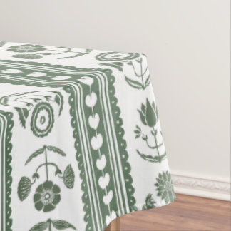 Nappe Mariage à impression botanique verte et blanche