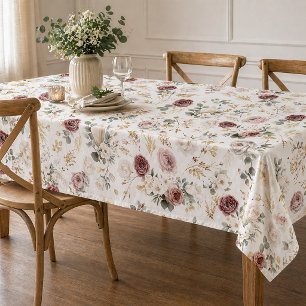 Nappe Mariage à l'aquarelle florale Rose Poussiéreuse d'