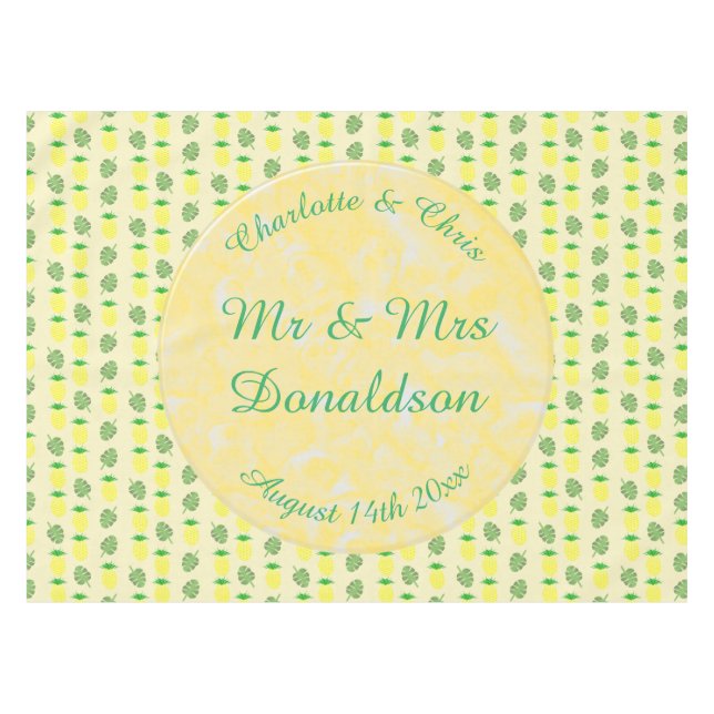 Nappe Mariage d'été tropical Ananas et Palm Feuille (Devant (Horizontal))