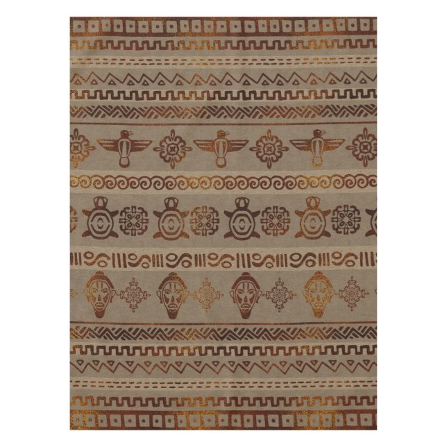 Nappe Maya/or aztèque de brûlure de motif sur la toile (Devant)