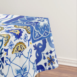 Nappe Méditerranéen Italien Bleu, Blanc & Jaune Motif