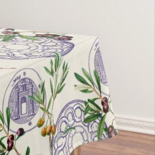 Nappe méditerranéen, style toscan, olives motif    