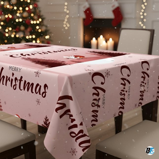 Nappe Merry Christmas With Santa Luxury (Christmas Table Cloth)
