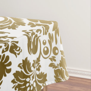 Nappe Métallurgique Blanc Floral Damas