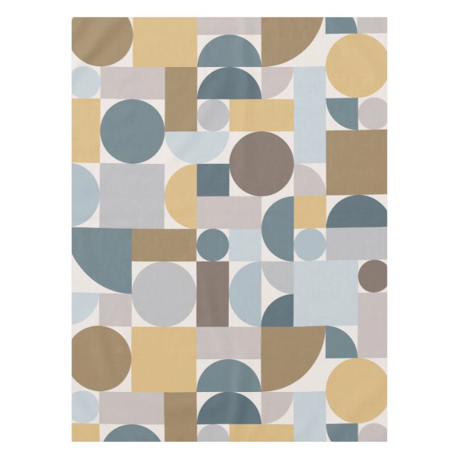 Nappe Mi-siècle moderne Géométrique Or Bleu (Devant)
