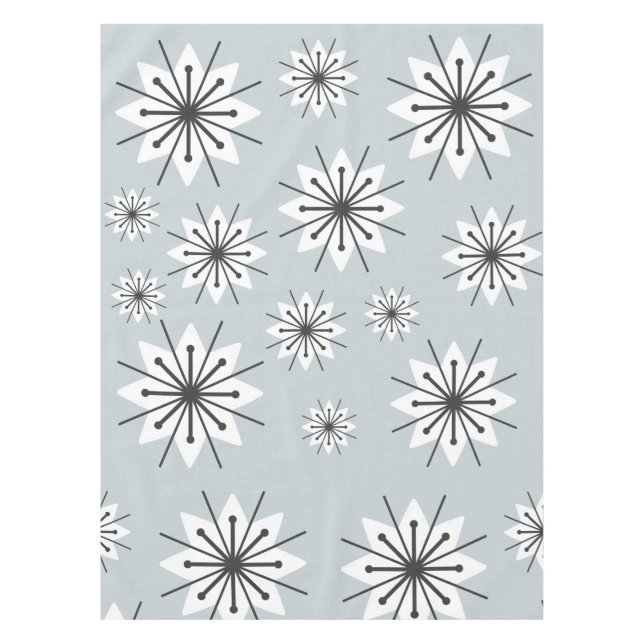 Nappe Mi-Siècle Moderne Snowflakes Silver (Devant)