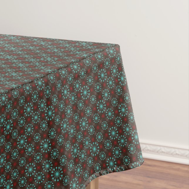 Nappe Mi-siècle moderne Starburst Turquoise Rouge Motif (In Situ)