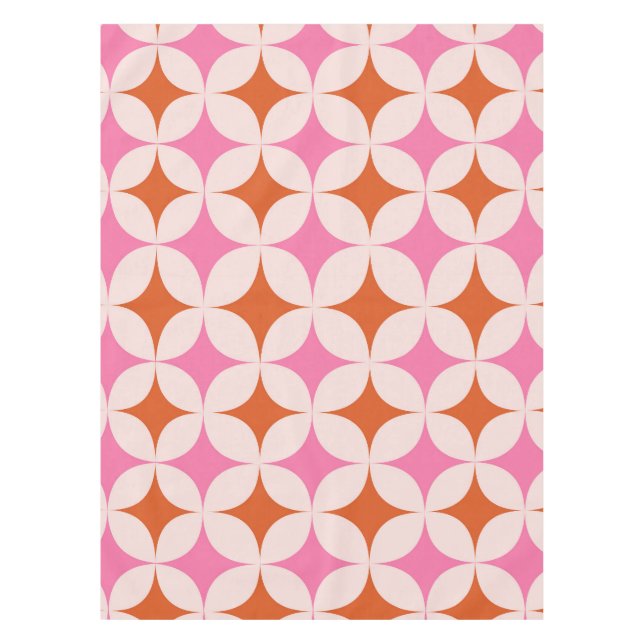 Nappe Mi-Siècle Rétro Starburs Motif Orange Rose (Devant)