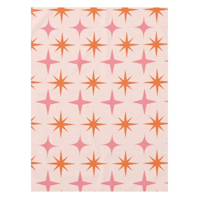 Nappe Mi-Siècle Rétro Starburs Motif rose orange (Devant)