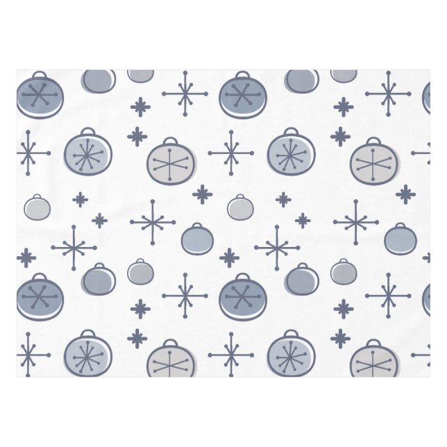 Nappe Mid Century Moderne Rétro Art de Noël Argent (Devant (Horizontal))