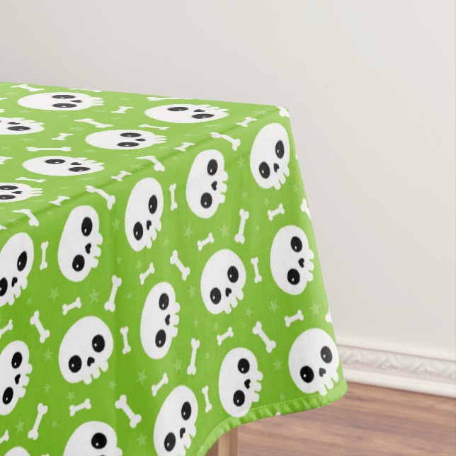 Nappe Mignons Crâne vert et os Motif d'Halloween (In Situ)